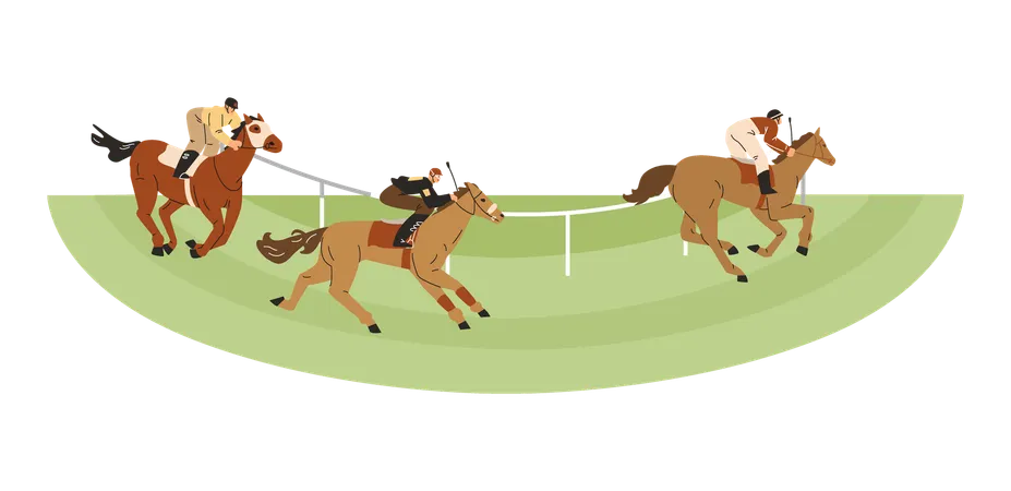 Horse Jockeys sprinting on horse  Illustration