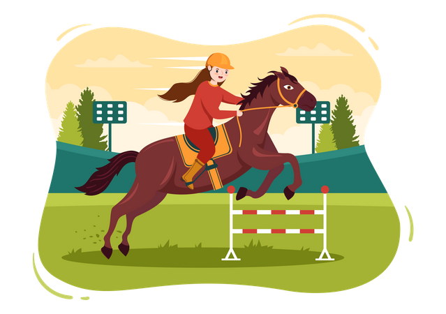 Horse Jumping Hurdle Illustration