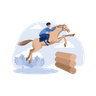 illustrations of horse jumping hurdle