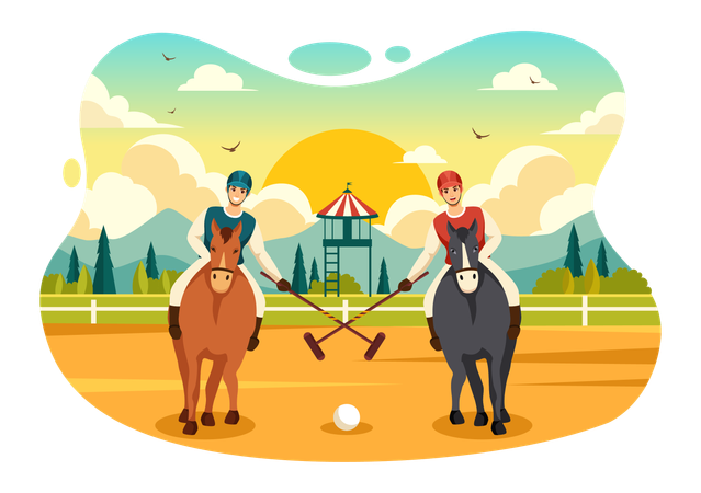 Horse Polo Game  Illustration