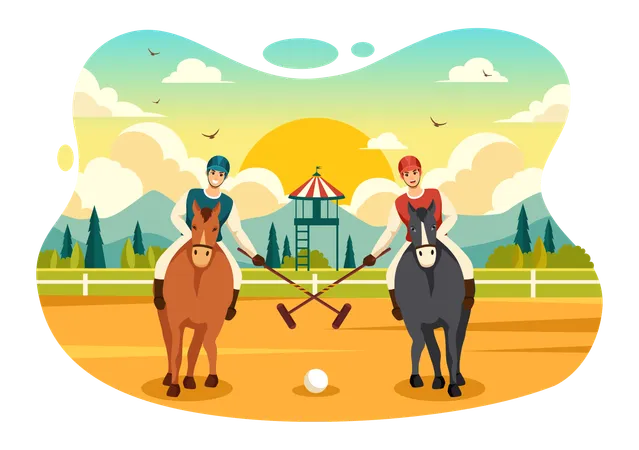 Horse Polo Game  Illustration