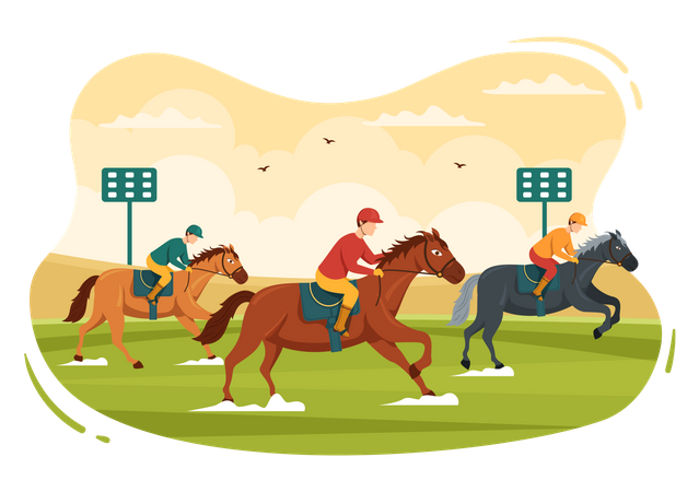 Best Premium Horse Racing Competition Illustration download in PNG & Vector  format