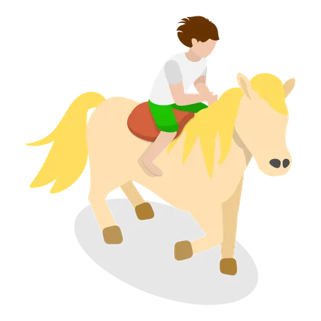 3 D Isometric Flat Vector Set Of Ponies Horse Ridering Item 2 Illustration
