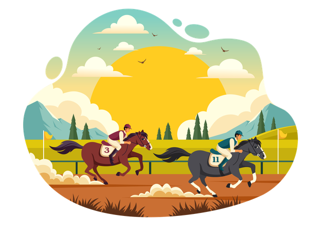 Horse riders in Horse Racing Competition  Illustration