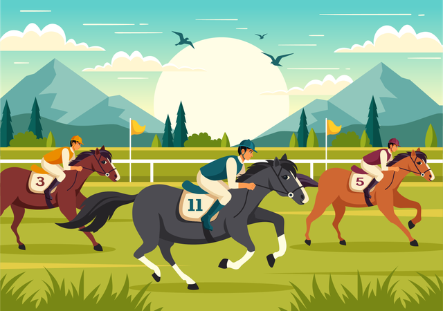 Horse riders in Horse Racing Competition  イラスト