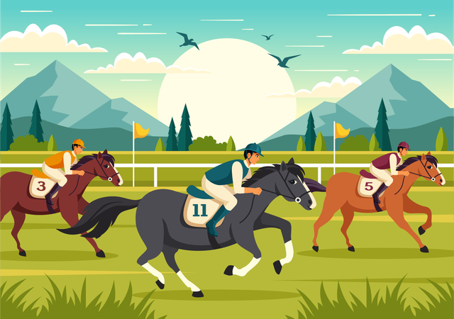 Horse riders in Horse Racing Competition  Illustration