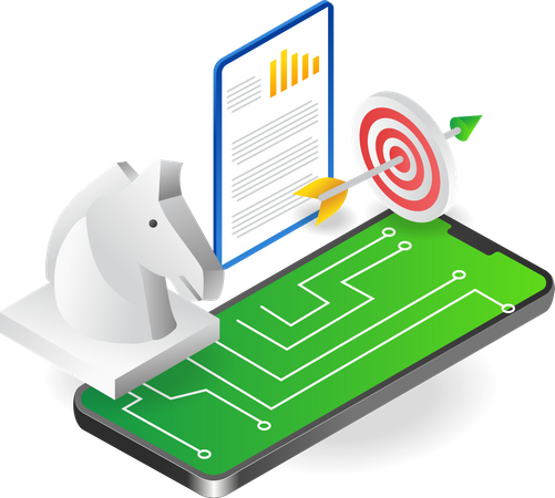 Horse steps for successful investment business strategy  Illustration