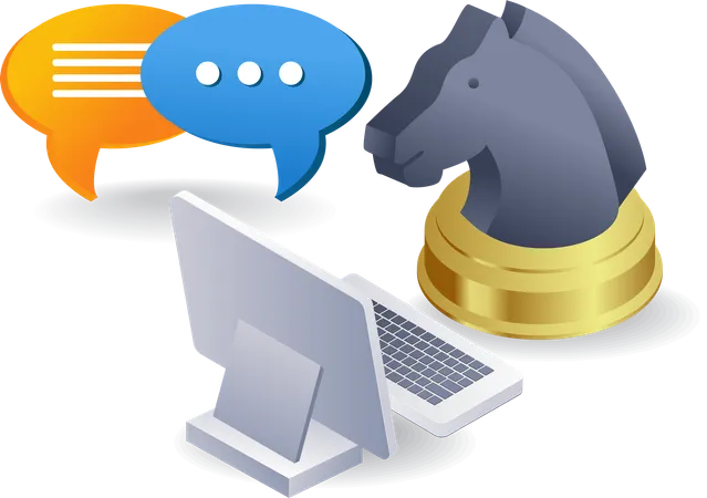 Horse talking on computer  Illustration