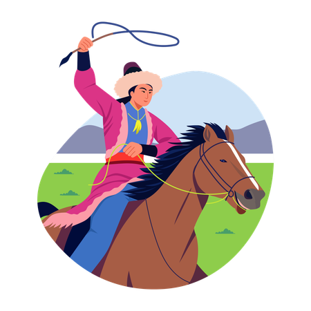 Horseman riding horse  Illustration