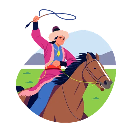 Horseman riding horse  Illustration