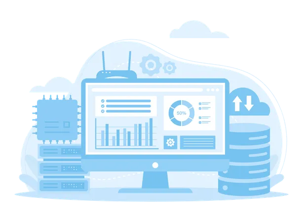 Hospedagem na web e big data  Ilustração