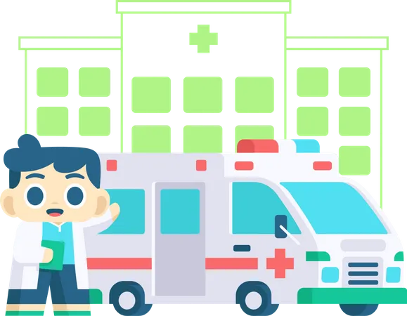 Hospital ambulance service  Illustration