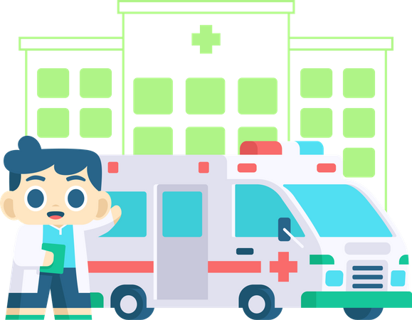 Hospital ambulance service  Illustration