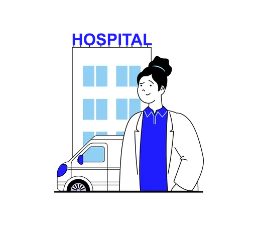 Hospital and doctor  Illustration