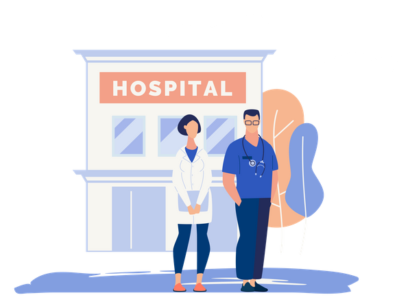 Hospital and medical assistants  Illustration