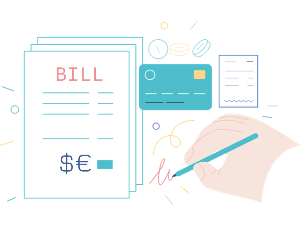 Hospital bill payment by card Illustration