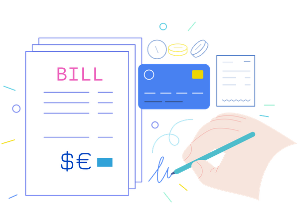 Hospital bill payment by card Illustration