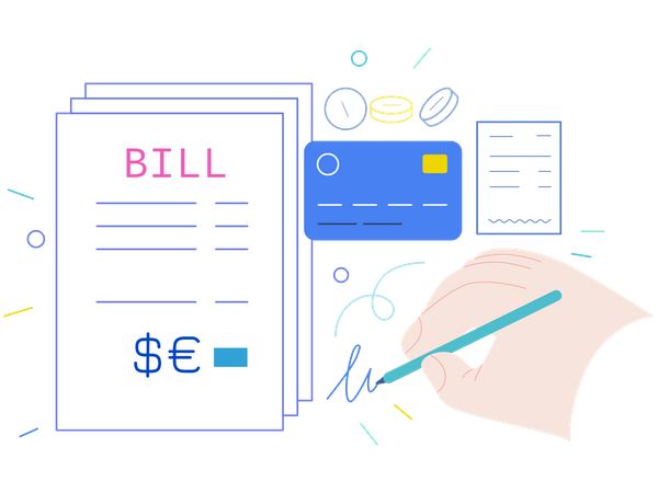 Hospital bill payment by card  Illustration