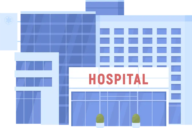 Hospital Building Semi Flat Color Vector Object Editable Figure Full Sized Item On White Medicine Simple Cartoon Style Illustration For Web Graphic Design And Animation Akrobat Font Used Illustration