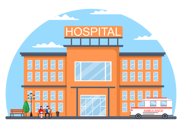 Hospital Building for Healthcare  Illustration