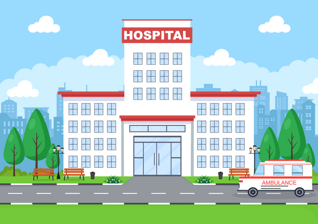 Hospital Building for Healthcare  Illustration