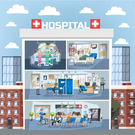 Hospital building interior  Illustration