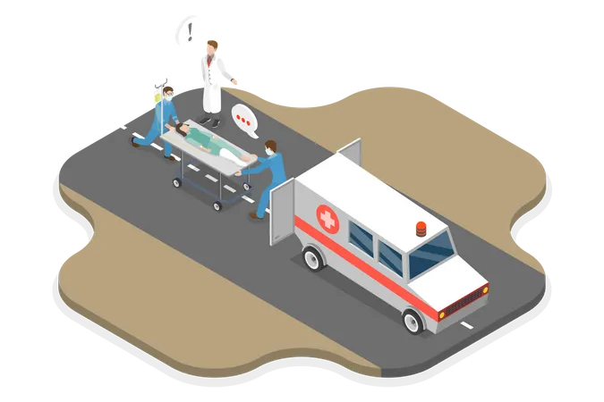 3 D Isometric Flat Vector Conceptual Illustration Of Emergency Professional Medic Specialist Staf Illustration
