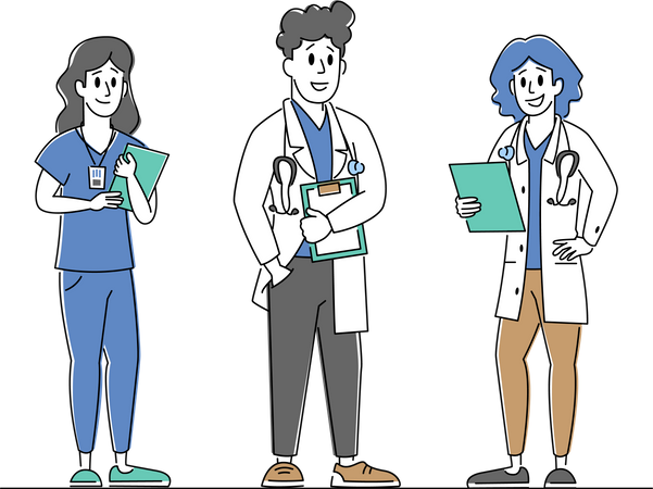 Hospital Healthcare Staff Team at Work Illustration
