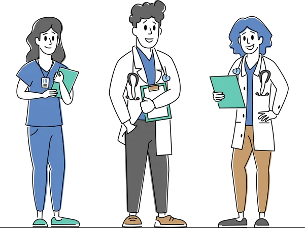 Hospital Healthcare Staff Team at Work  Illustration