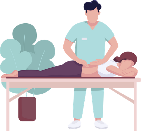 Massagista e paciente hospitalar  Ilustração