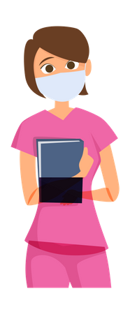 Hospital nurse wearing face mask  Illustration