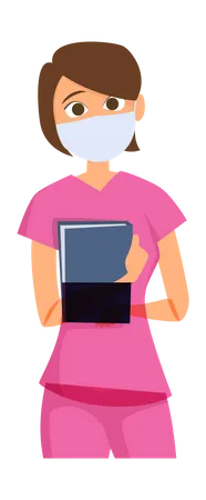 Hospital nurse wearing face mask  Illustration