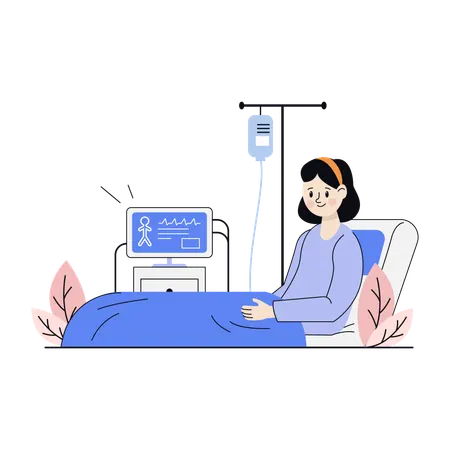 IV 치료를 받는 병원 환자  일러스트레이션