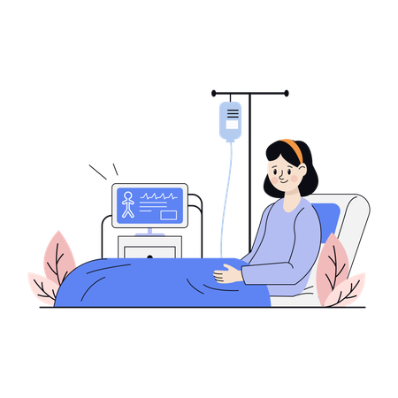 Hospital Patient Receiving IV Therapy  Illustration