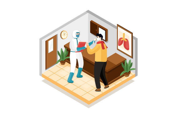 Hospital patient temperature check  Illustration