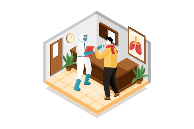 Hospital patient temperature check  Illustration