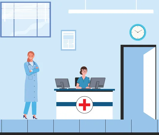 Hospital reception area  Illustration