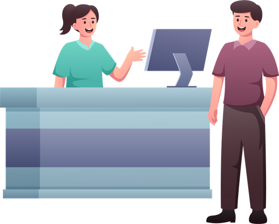 Hospital Receptionist talking with patient  Illustration
