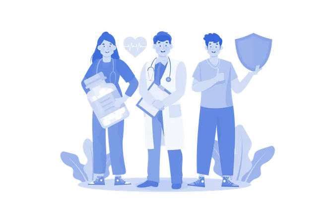 Hospital Staff Standing Together Illustration Concept On White Background Illustration