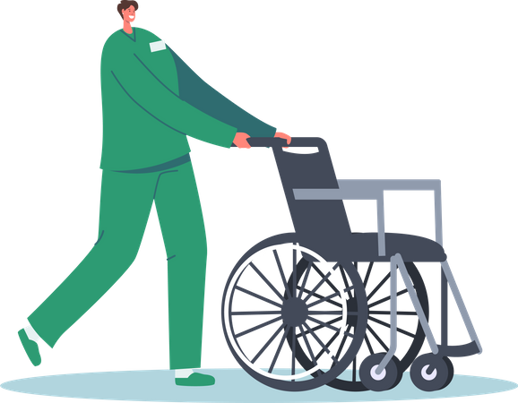 Hospital staff with wheelchair  Illustration