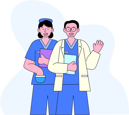 Hospital Teamwork: Collaborative Medical Care  Illustration