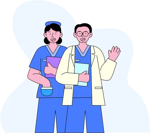 Hospital Teamwork: Collaborative Medical Care  Illustration