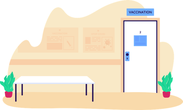 Hospital waiting room for vaccination  Illustration