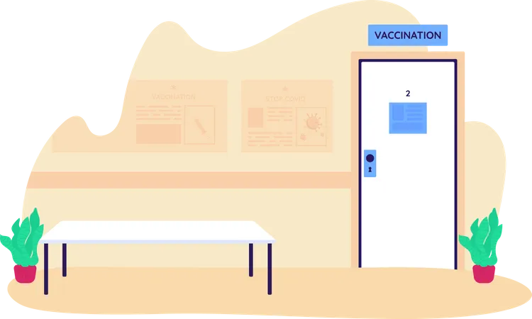 Hospital waiting room for vaccination  Illustration