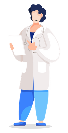 Hospital Worker with Results  Illustration