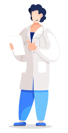 Hospital Worker with Results  Illustration