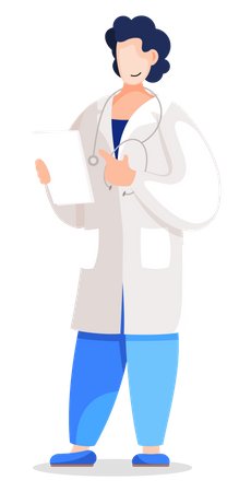 Hospital Worker with Results  Illustration