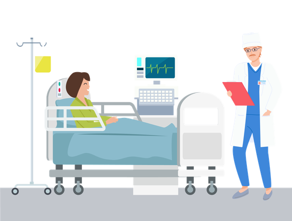 Hospitalization Of Patient  Illustration