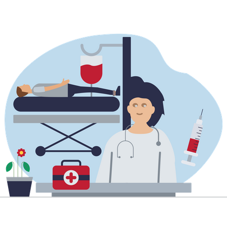 Hospitalized patient  Illustration