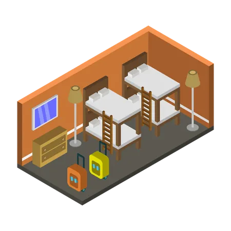 ホステルルーム  イラスト